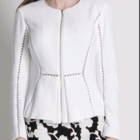 *DONATED*Rebecca Taylor white knit zip-up blazer - Picture 1 of 9